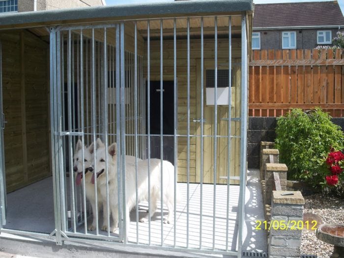 wooden dog kennel and run with storage