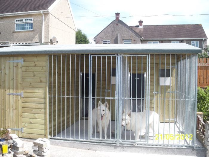 wooden dog kennel and run with storage