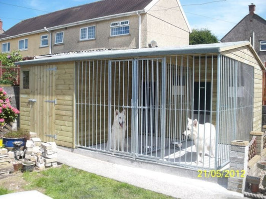 wooden dog kennel and run with storage