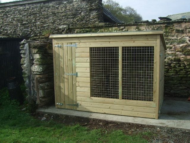 wooden dog kennel and run