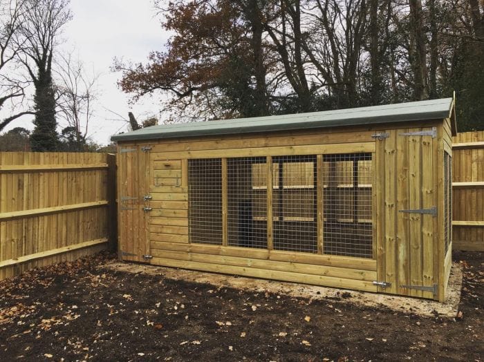 Wooden Dog Kennel and Run