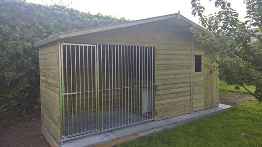 wooden dog kennel and run