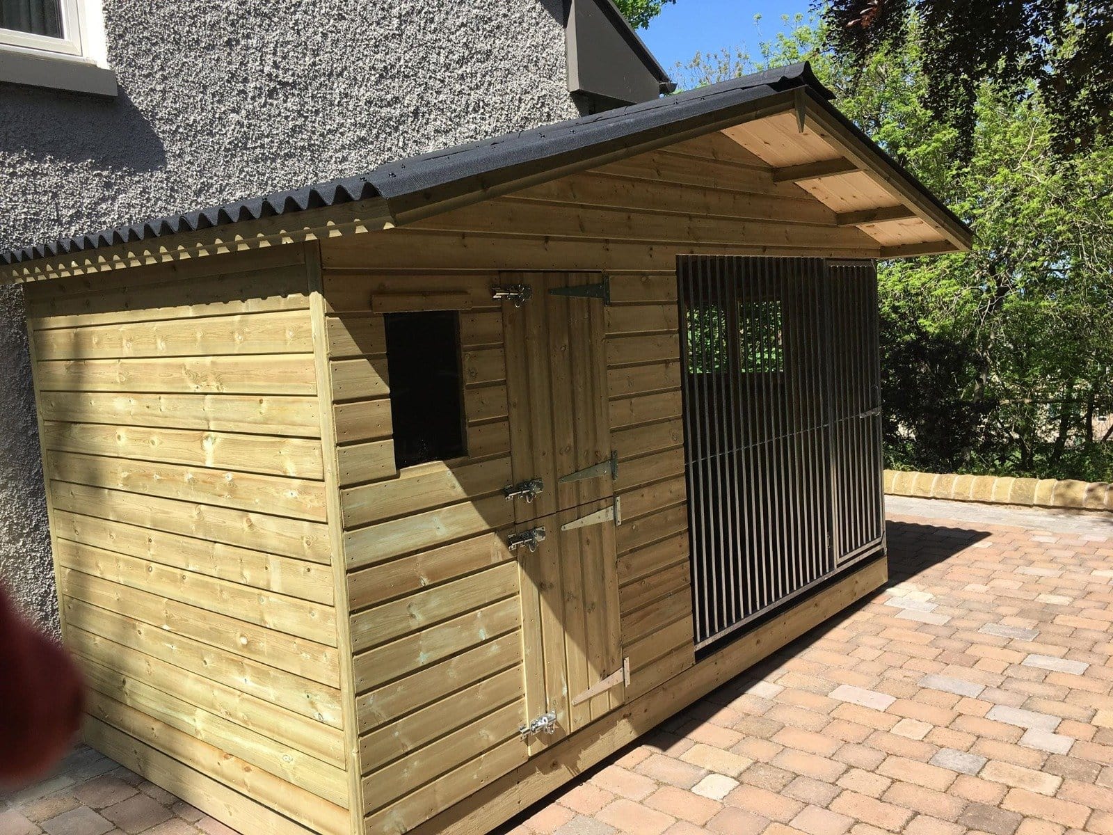 wooden dog kennel and run