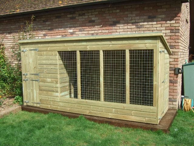 wooden dog kennel and run