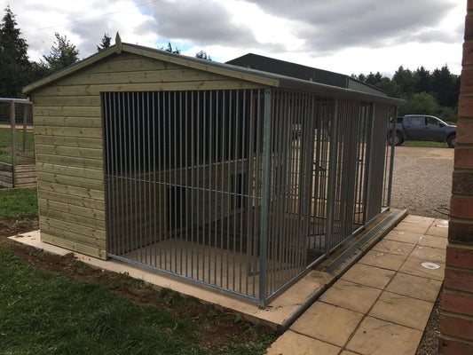 wooden dog kennel and run