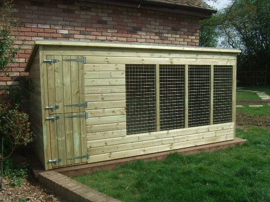 wooden dog kennel and run