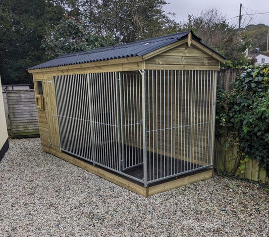 Wooden Dog Kennel and Run