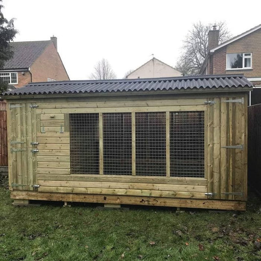 Wooden Dog Kennel and Run