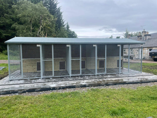 wooden dog kennel and run