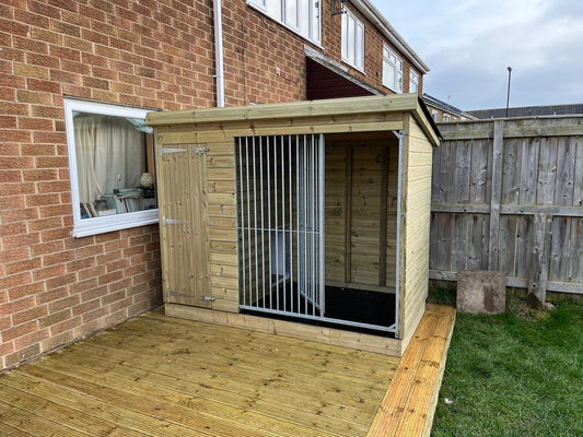 Wooden Dog Kennel and Run