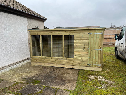 wooden dog kennel and run