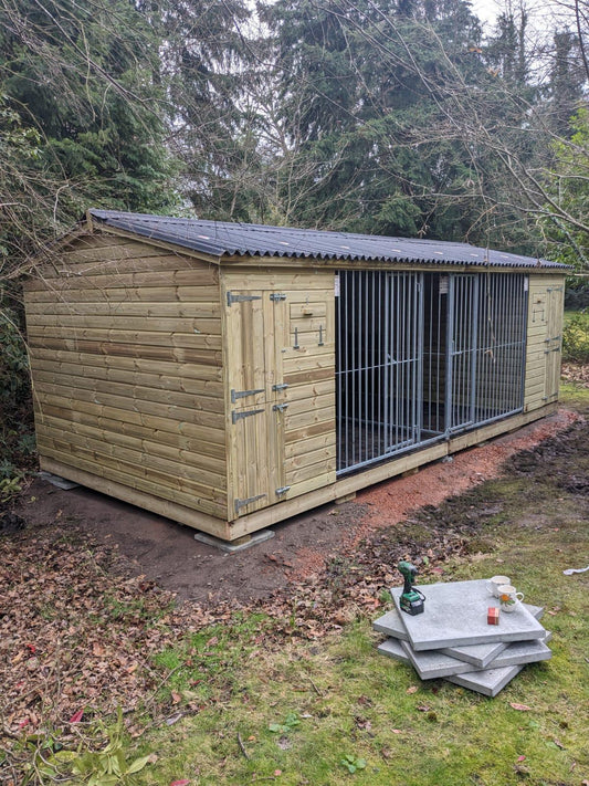 Wooden Dog Kennel and Run