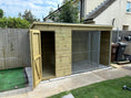 Load image into Gallery viewer, Chesterfield Wooden Dog Kennel And Run 14ft wide x 5ft depth x 5'11ft high
