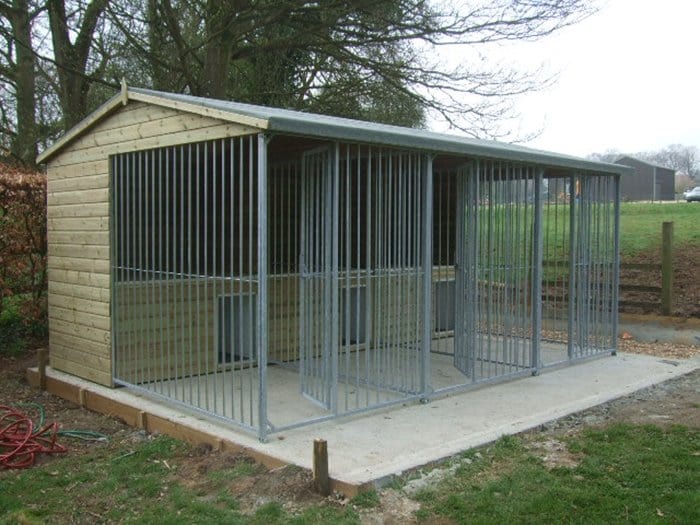 wooden dog kennel block and run