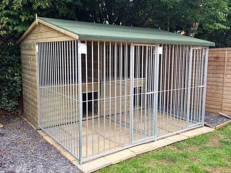 wooden dog kennel block and run