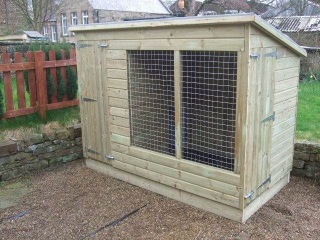 wooden dog kennel and run