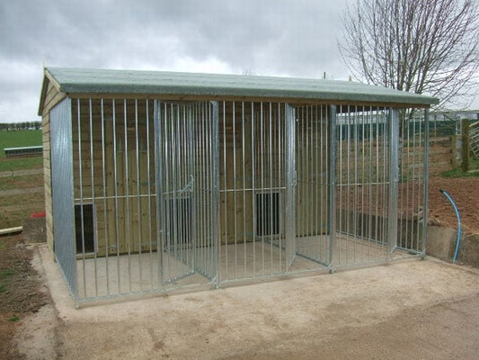 wooden dog kennel block and run