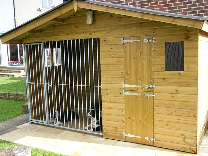 wooden dog kennel and run