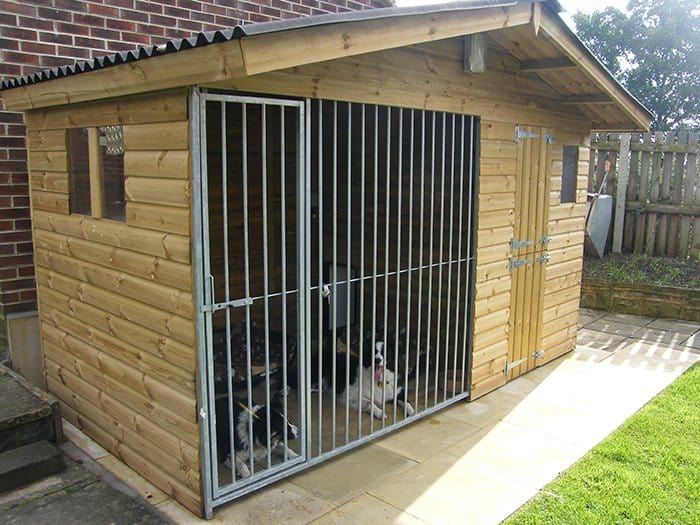 wooden dog kennel and run