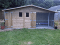 Load image into Gallery viewer, wooden dog kennel and run
