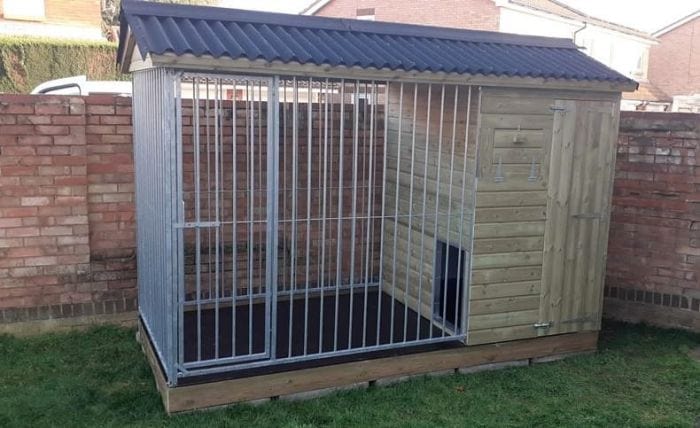 wooden dog kennel and run