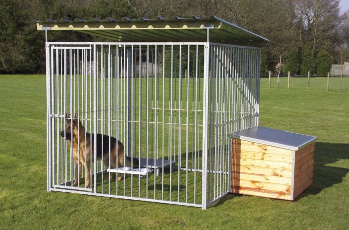 galvanised bar dog pen with roof