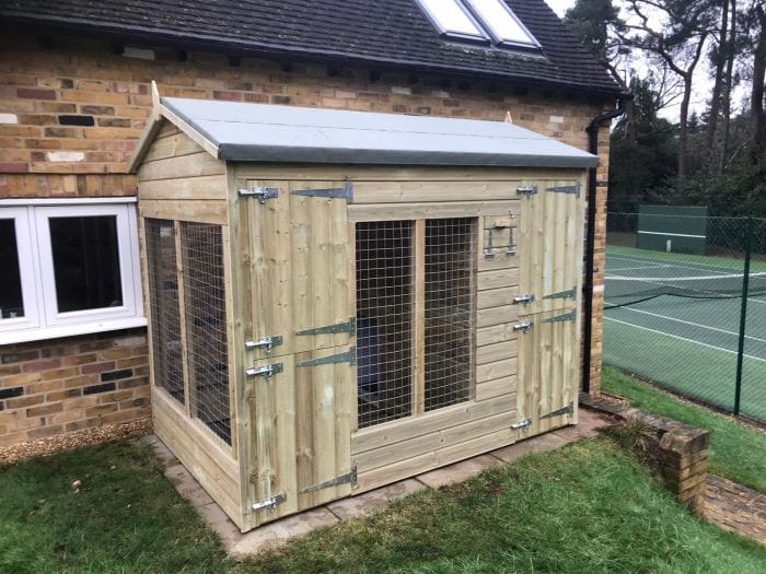 Wooden Dog Kennel and Run