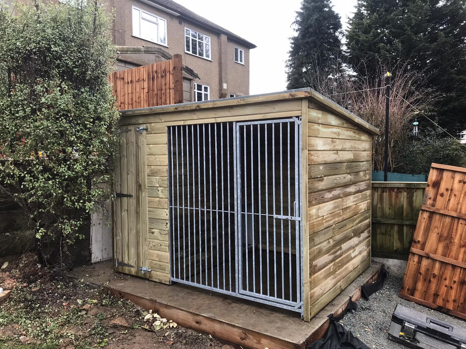 Wooden Dog Kennel and Run