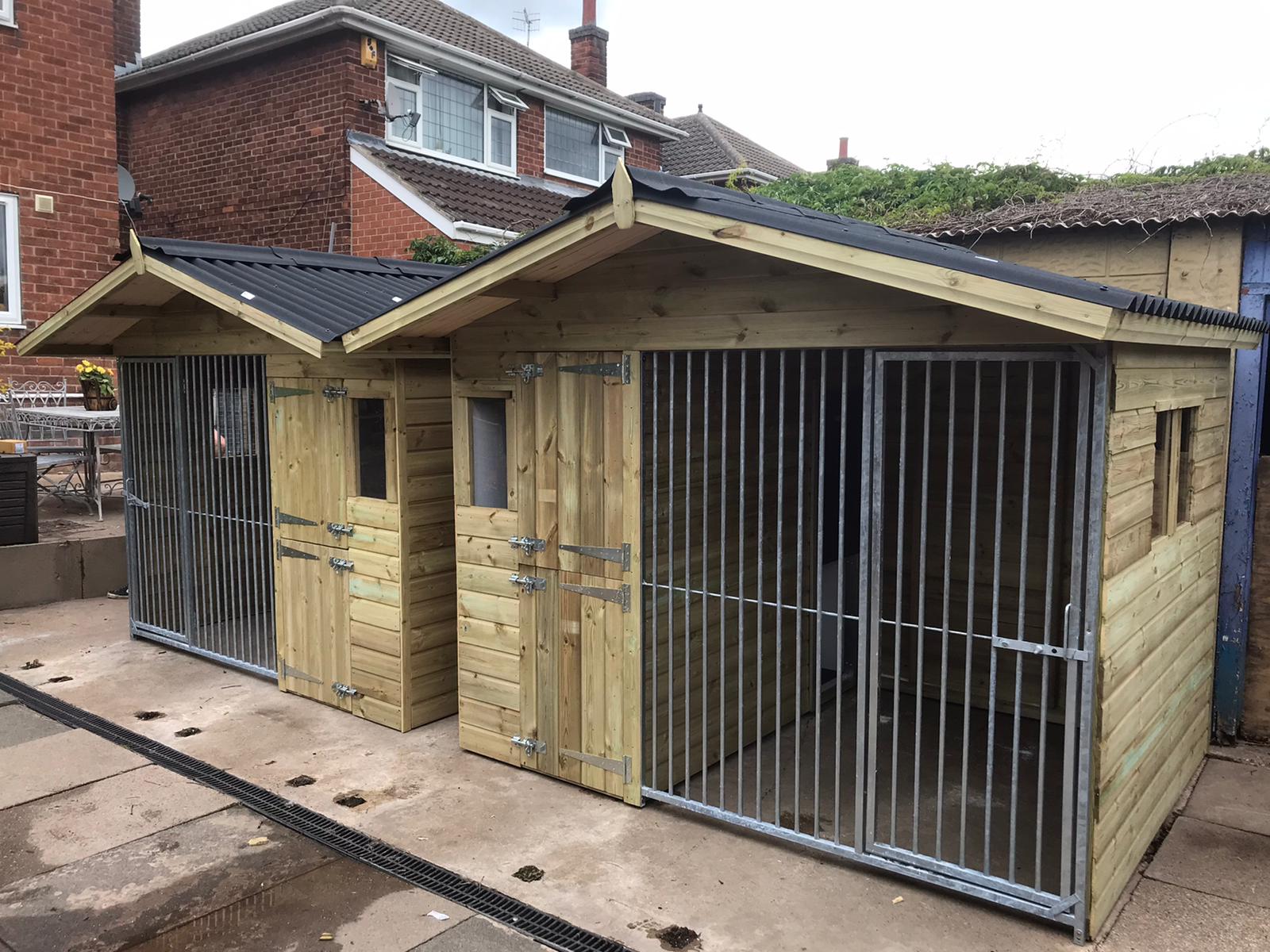 wooden dog kennel and run