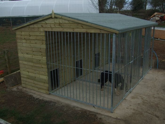 wooden dog kennel block and run