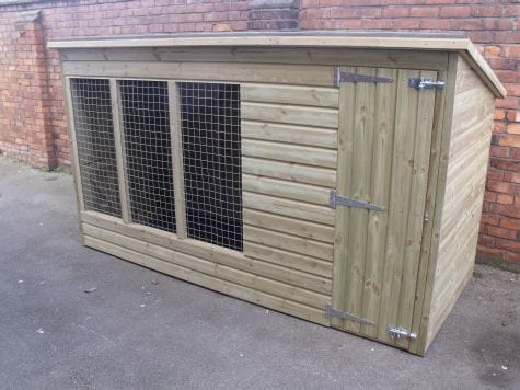 wooden dog kennel and run