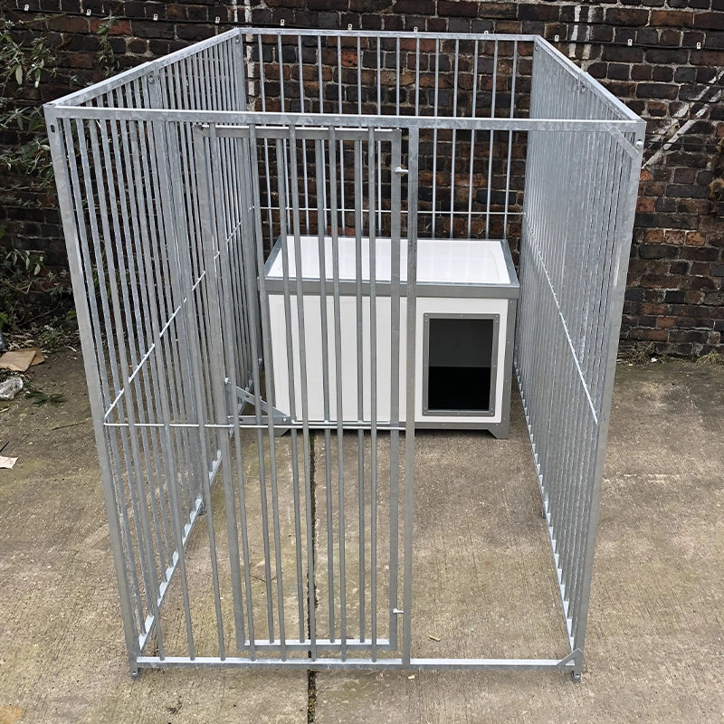 KENNELSTORE SINGLE HOLDING GALVANISED DOG PEN & THERMAL DOG CABIN 5' (Wide) x 8' (Deep)