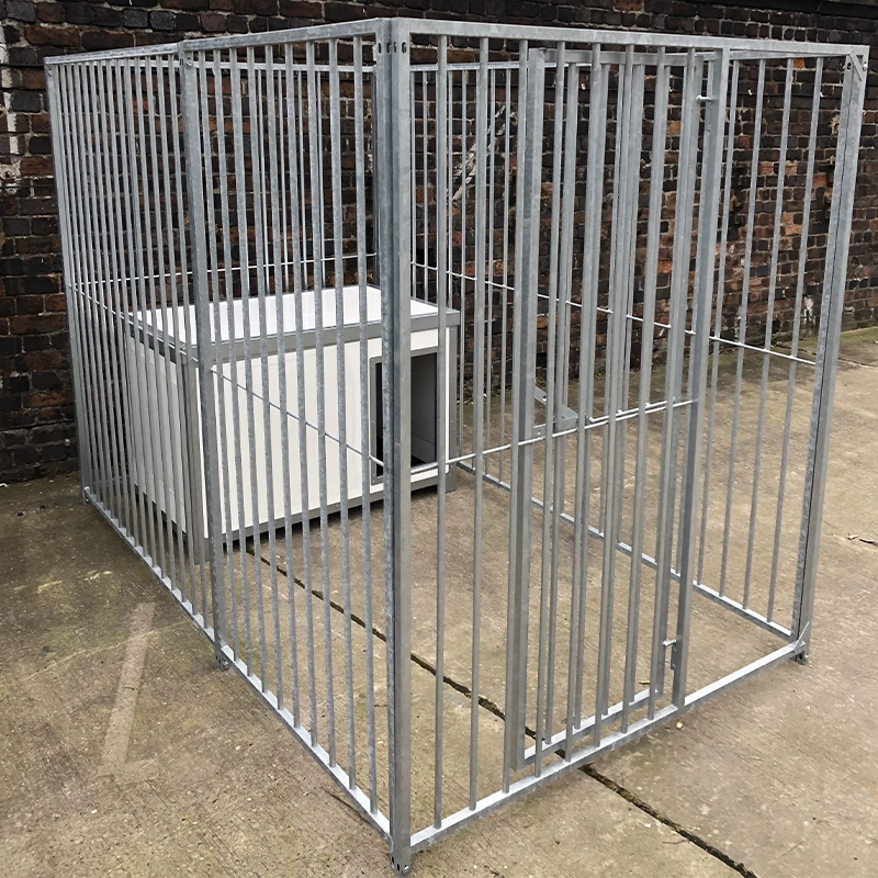 KENNELSTORE SINGLE HOLDING GALVANISED DOG PEN & THERMAL DOG CABIN 5' (Wide) x 10' (Deep)