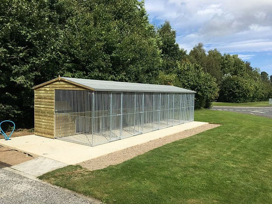 wooden dog kennel block and run