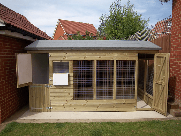 Wooden Dog Kennel and Run