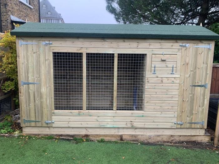 Wooden Dog Kennel and Run