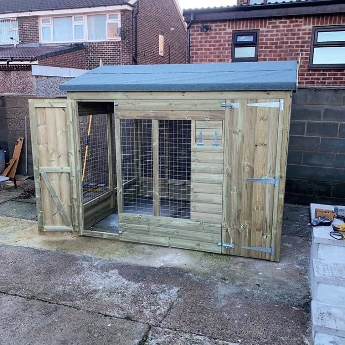 Wooden Dog Kennel and Run