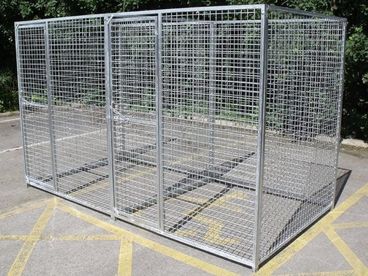 galvanised double holding dog pen